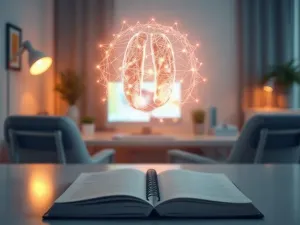 Dwa drewniane krzesła z kubkami herbaty na balkonie podczas zachodu słońca, symbolizujące czas na rozmowę i bliskość.