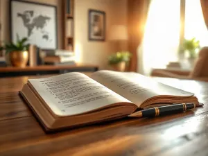 Notatnik z listą zadań, długopis i kompas na biurku, symbolizujące planowanie i wyznaczanie kierunku działań.